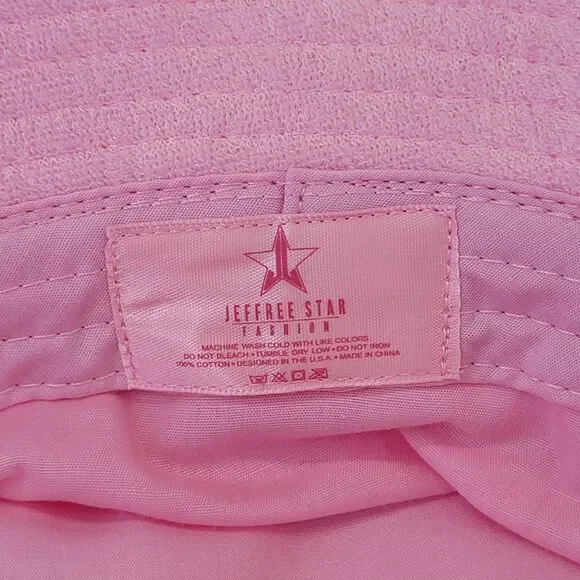 NWOT Jeffree Star Logo Pink Terry Cloth Bucket Hat - Picture 7 of 10